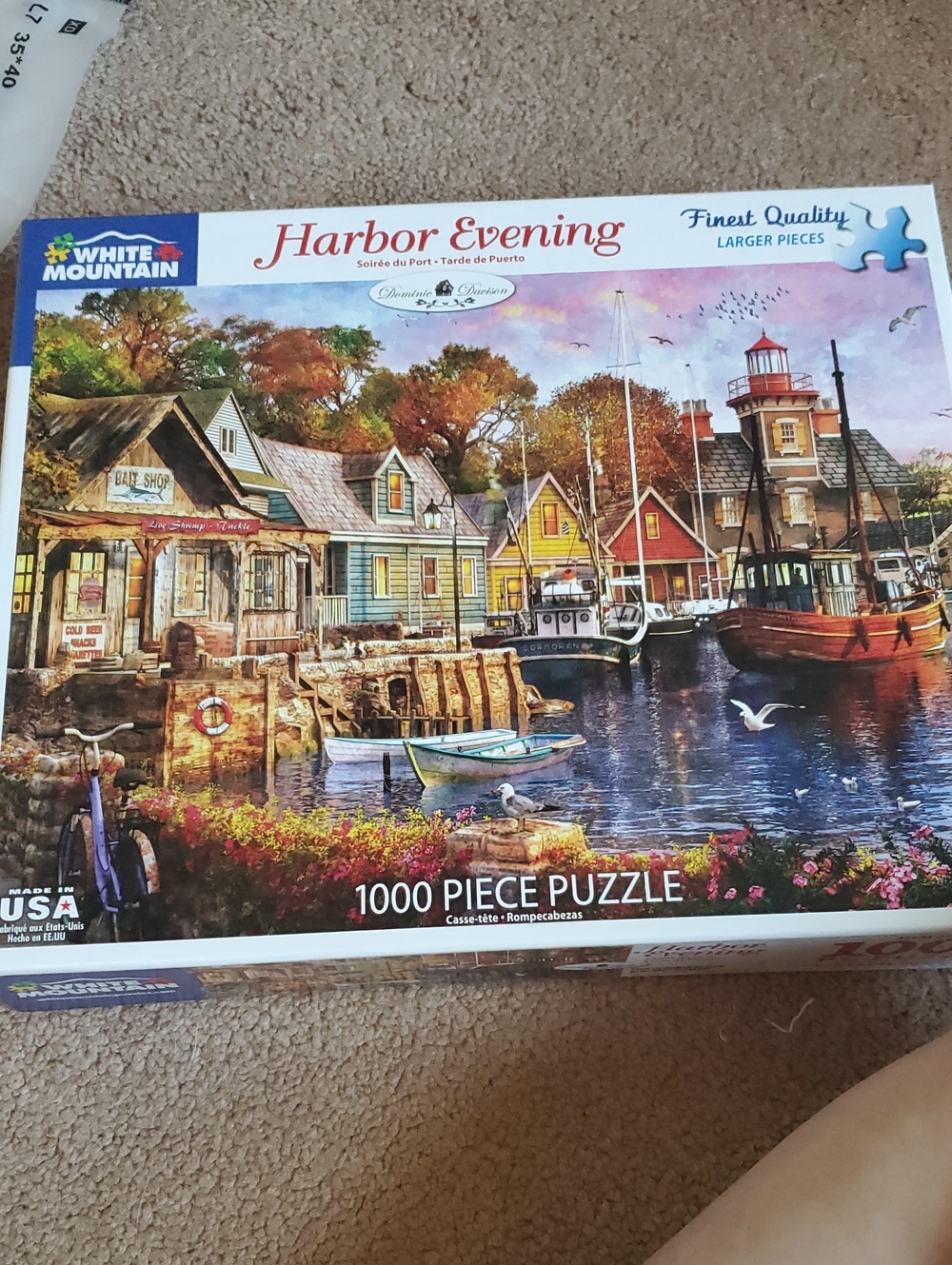 White Mountain Harbor Evening Puzzle - Blue, Green, Red, Yellow